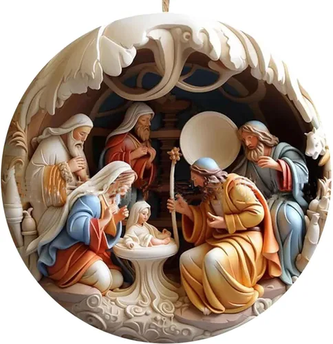 Vista 3 de 5PCS Christmas Ornaments Nativity Scene Ornament, Nativity Scene Hanging Ornament, Christmas Nativity Set Religious Christmas Supplies for Wreaths
