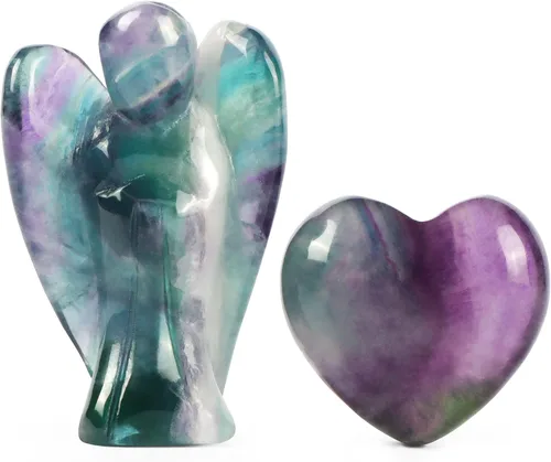 Vista 10 de Artistone Juego de piedras curativas de corazón de ángel guardián de amatista, piedras preciosas talladas a mano, piedras preciosas de cuarzo
