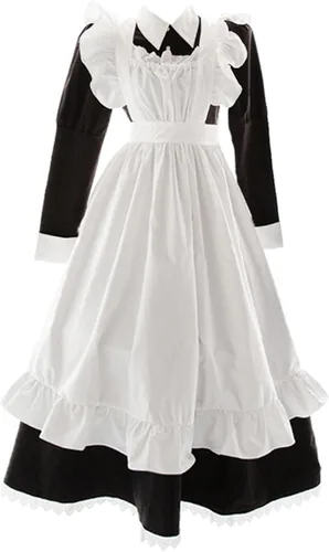 Vista 9 de uojfnhb Vestidos de Halloween para mujer, lindos vestidos de Lolita de manga larga, trajes de sirvienta de talla grande, trajes de cosplay