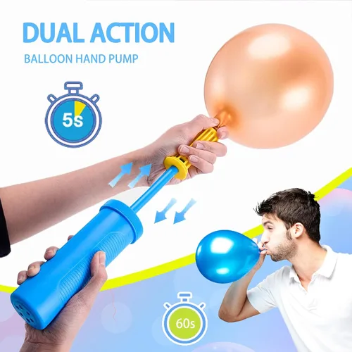 Vista 3 de Bomba de mano para globos, bomba de aire de doble acción bidireccional para globos, portátil para decoraciones de fiesta de cumpleaños