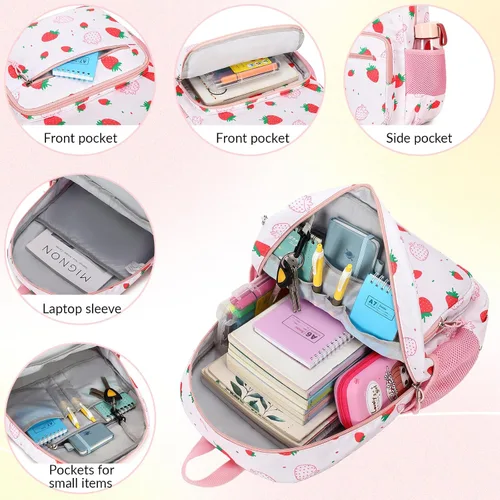 Vista 20 de Mygreen - Mochila escolar con bonitos diseños para niños y niñas, 11.5 x 15.7 x 5.1 pulgadas