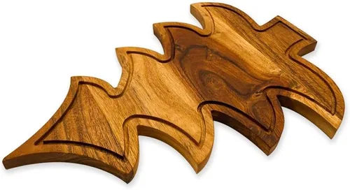 Vista 8 de Affinity Decor Tabla de cortar de árbol de Navidad para cocina, tabla de cortar de madera en forma de árbol con ranuras, bandeja de madera