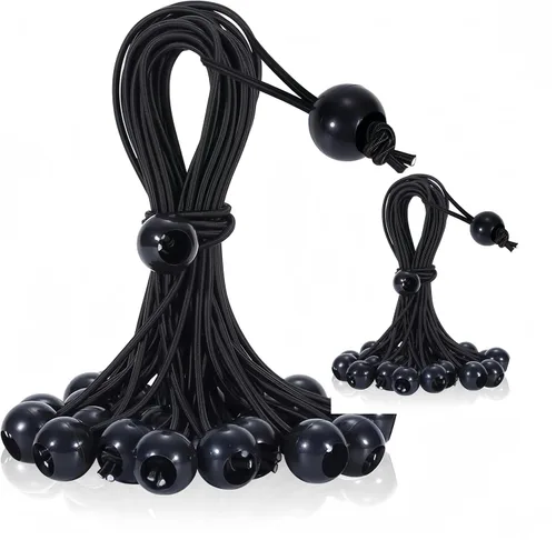 Vista 10 de Lanlord Cuerdas elásticas negras de 11 pulgadas con bolas, 12 cuerdas elásticas de bola, cuerdas elásticas de lona, 11 pulgadas, 12 piezas (bola)