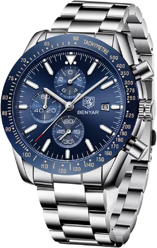 Vista 10 de BENYAR Reloj analógico de cuarzo cronógrafo impermeable luminoso de diseñador para hombre, reloj de pulsera para hombre, para negocios, trabajo