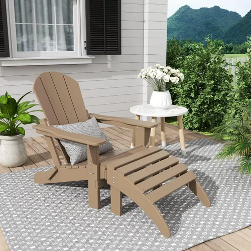 Vista 35 de WestinTrends Malibu - Silla de salón para exteriores, juego de 2 sillas Adirondack con otomana, sillas plegables de madera de polietileno para todo