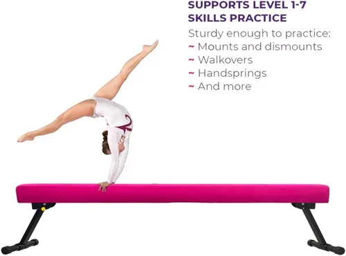 Vista 6 de GLANT - Viga de equilibrio ultrasimple ajustable y plegable de 8 pies, equipo de gimnasia de suela de piso alto y bajo, sin necesidad
