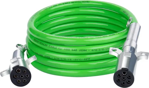 Vista 11 de CheeMuii Paquete de 2 cables de remolque de 7 vías de 12 pies, cable de alimentación eléctrica ABS de alta resistencia, cable de alimentación verde