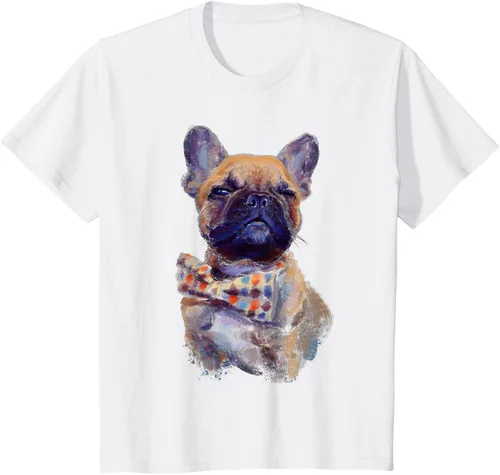 Vista 19 de Camiseta de bulldog francés con estampado realista, artística de bulldog francés, Negro, S