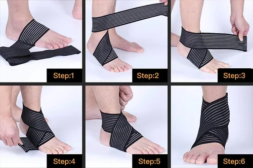Vista 2 de Tobillera de compresión elástica transpirable para el tobillo, manga ajustable de soporte de tobillo para artritis, reduce la hinchazón, baloncesto