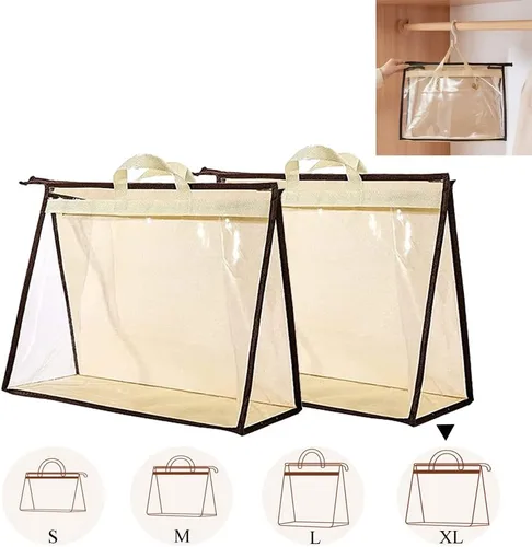 Vista 11 de fazhongfa 2 bolsas para el polvo para bolsas, organizador de almacenamiento de bolsos transparentes, no tejidas, bolsa colgante con cremallera y asa