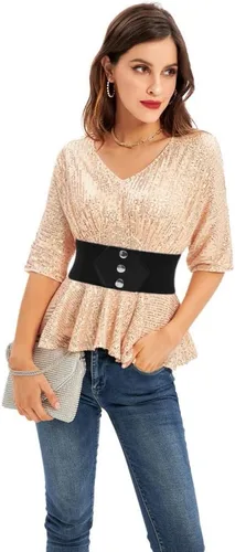Vista 3 de GRACE KARIN Cinturón de corsé con botón a presión para mujer, cinturones elásticos anchos para vestido de cintura elástica