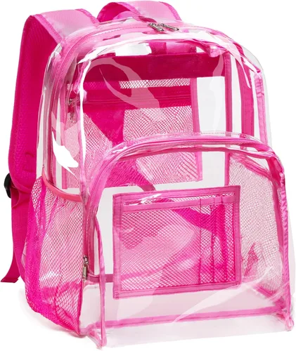 Vista 8 de Vorspack Mochila Transparente Resistente - Gran Mochila Transparente para Libros, Mochila Transparente para Trabajo Universitario, Negro, Grande