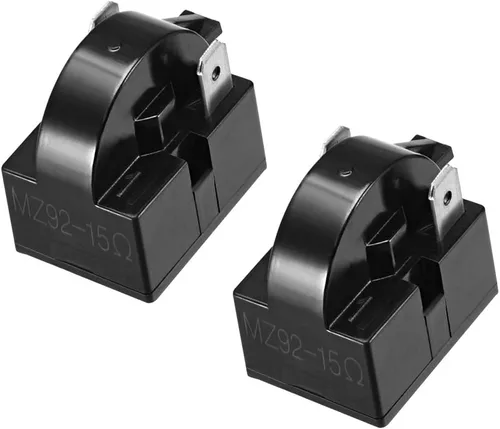 Vista 5 de uxcell 2 unids 12 ohmios 2 pin refrigerador arranque relé para compresor negro