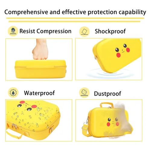 Vista 3 de Compact Hard Shell Cute Carrying Travel Case, Kawaii Yellow Storage Bag Compatible with Nintendo SwitchSwitch OLED, Portable Travel Case with strap