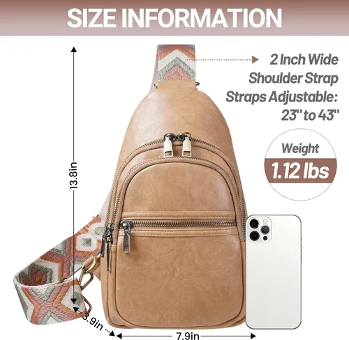 Vista 5 de KFXFENQ Sling Bag for Women PU Leather Sling Bags for Women Crossbody Fashion Sling Backpack Multipurpose Chest Bag for Women