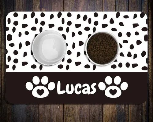 Vista 3 de Estera Personalizada para Comida de Perros y Gatos de PU Antideslizante en la Parte Inferior, Estera para Cuenco de Perros, Estera para Perros