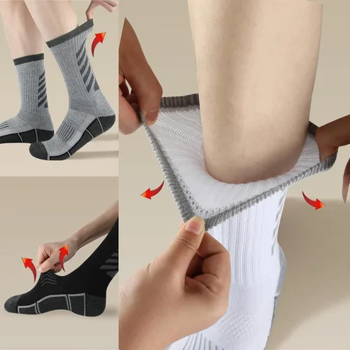 Vista 4 de COOVAN Calcetines deportivos para hombre que absorben la humedad, calcetines de trabajo acolchados resistentes con talón y punta reforzados (6 pares)
