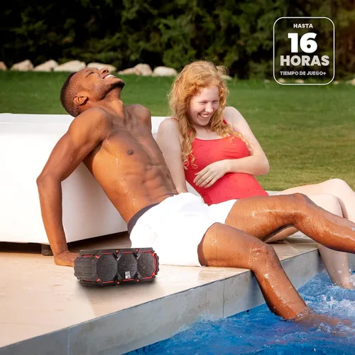 Vista 2 de Altec Lansing LifeJacket 2 - Altavoz Bluetooth impermeable, altavoz portátil flotante para viajes y uso al aire libre, graves profundos y sonido