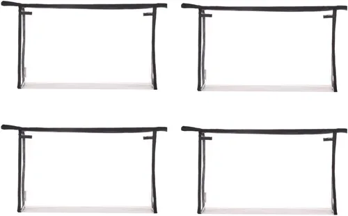 Vista 3 de Organizador multiusos de vinilo transparente impermeable con cremallera, bolsa de maquillaje para cosméticos, bolsa de 4