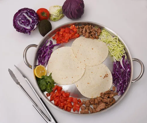 Vista 2 de ARC, CM54 Aprobación NSF de 21.25 pulgadas, resistente acero inoxidable, convexo, Comal Cazo - Utensilios de cocina, wok de estilo mexicano, gran