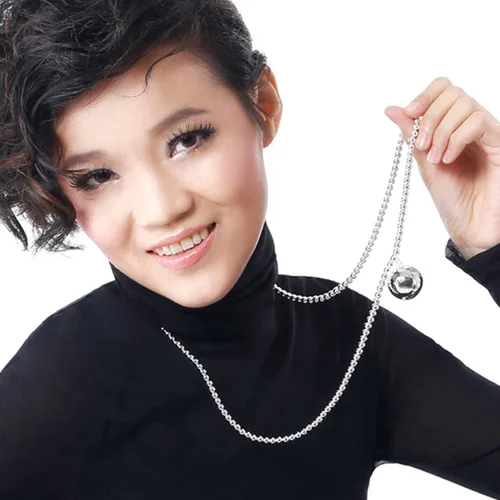 Vista 2 de Italia Fashion - Collar de cuentas de plata de ley 925 con colgante de campana y corazón de 0.157 pulgadas, 0.157 pulgadas, 0.236 pulgadas, 0.315