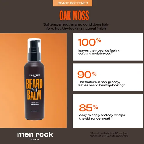 Vista 3 de Men Rock Bálsamo calmante para barba - Oak Moss - Acondicionador para barba sin enjuague para hombres - Productos para el cuidado de la piel