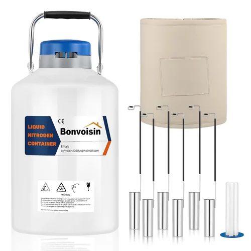 Vista 8 de Bonvoisin Contenedor de nitrógeno líquido 3L, tanque LN2 Dewar criogénico, tanque de semen de aleación de aluminio con 6 recipientes bolsa