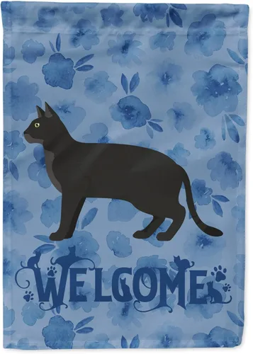 Vista 287 de Caroline's Treasures CK4813CHF - Bandera de bienvenida con gato abisinio azul, manga grande, para porche, para colgar en la pared, poliéster