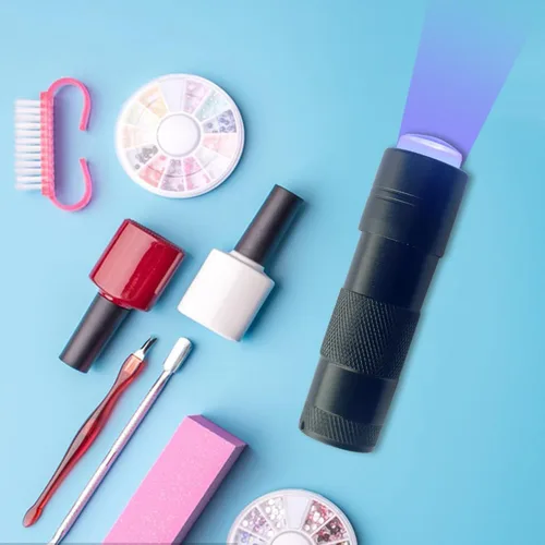 Vista 6 de Luz UV portátil de mano para uñas de gel, mini lámpara de uñas UV LED con sello de punta francesa cabeza de silicona, pequeña lámpara para Uñas U V