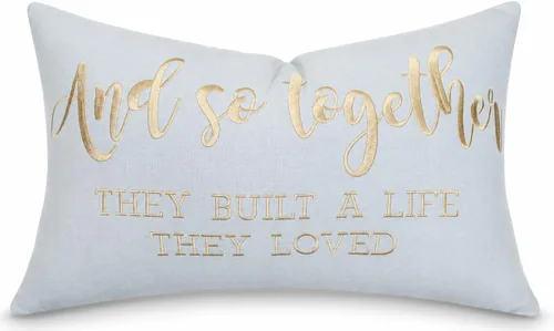 Vista 13 de Funda de Cojín Decorativo Romántico para Pareja, Sentimiento de Amor Bordado, Refranes Decorativos, Acento Lumbar - Decoración de Frases Acogedoras