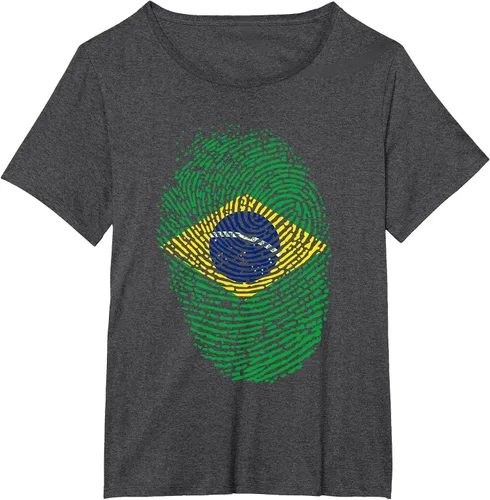 Vista 9 de Camiseta patriótica de la bandera brasileña con huella dactilar Asphalt Grey