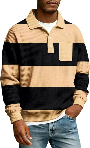 Vista 28 de Camisas de manga larga con botones a cuadros para hombre, con cuello de manga larga, estilo casual, elegante, a cuadros