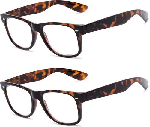 Vista 6 de 2 pares de lentes de lectura con lentes transparentes de inspiración retro vintage para hombres y mujeres
