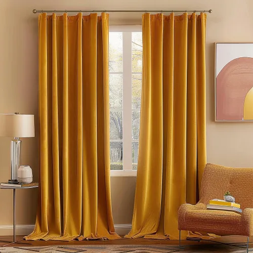 Vista 35 de MIULEE Cortinas de terciopelo de 84 pulgadas de largo, juego de 2 paneles para dormitorio, con pestaña trasera plisada, de lujo, aislamiento