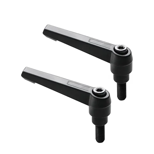 Vista 14 de 12 manijas de plástico de flor recta negra, tornillos de ala de acero al carbono M6x10mm, tornillos de sujeción