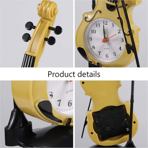 Vista 3 de BESPORTBLE Reloj despertador de violín electrónico con forma de violín para dormitorio, sala de estar, hogar D Cor y decoración de mesa de oficina