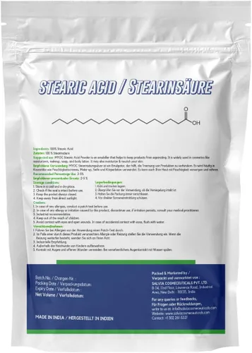 Vista 2 de Polvo de ácido esteárico (110 g / 3.8 oz) – Emulsionante espesante de grado cosmético y agente endurecedor para cremas, lociones, jabones