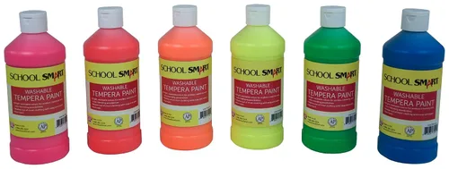 Vista 2 de School Smart Juego de pintura de témpera lavable, colores fluorescentes surtidos, juego de 6 pintas