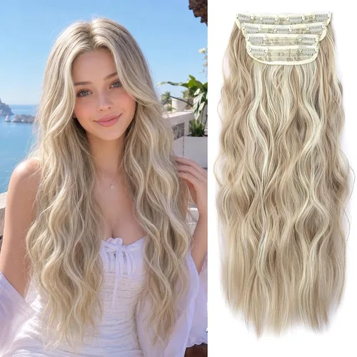 Vista 31 de Extensiones de cabello lacio con clip, suaves y gruesas (20 pulgadas, 4 unidades, 16H613#)