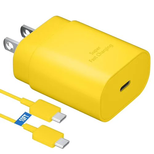 Vista 13 de Kit de cargador súper rápido tipo C, bloque de cargador de teléfono Android PD de 25 W PD USB C y cable de carga C de 5 pies, cable de carga rápida