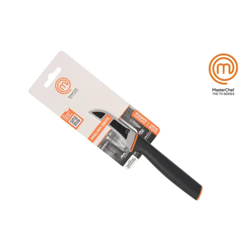 Vista 4 de Cuchillo Pelador MasterChef Negro Plateado Acero Inoxidable 7,5 cm (12 Unidades)