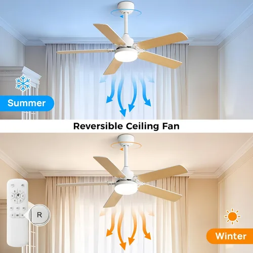 Vista 5 de Sofucor Ventiladores de techo con luces, ventilador de techo de perfil bajo de 42 pulgadas con luz y control remoto, moderno ventilador de techo