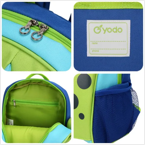 Vista 6 de Yodo Mochila escolar para niños pequeños, etiqueta con nombre y correa para el pecho