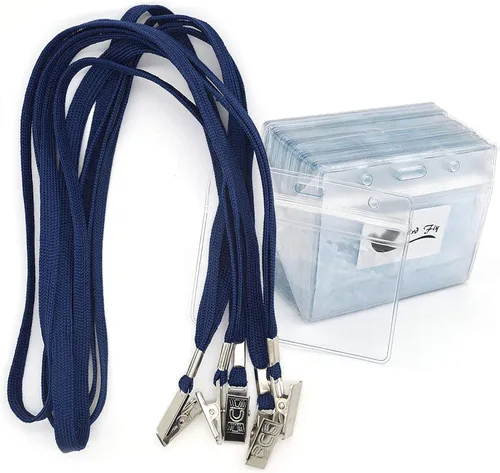 Vista 10 de Lanyards - Lote de 50 tarjetas de identificación con identificación, color azul