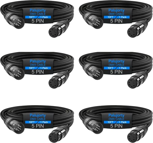 Vista 11 de Paquete de 2 cables DMX de 5 pines de 10 pies con 3 conductores para iluminación de escenario y controlador