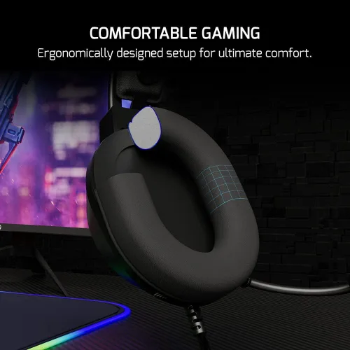 Vista 4 de GAMEPOWER Voldon Rainbow Gaming Headset - Sonido envolvente virtual 7.1, auriculares con cable con controladores de 1.969 in, micrófono