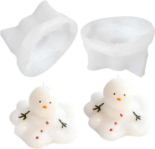 Vista 8 de 1 molde de vela de Navidad, kit de moldes de silicona de resina de Navidad de muñeco de nieve, silicona en forma de Navidad 3D, molde de silicona