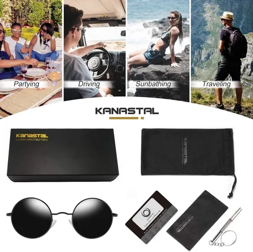Vista 38 de KANASTAL Gafas de sol redondas polarizadas para mujeres y hombres, estilo hippie con protección UV400