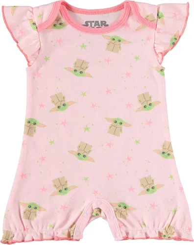 Vista 3 de STAR WARS Paquete de 2 pantalones cortos de manga con volantes para bebé, paquete de 2 unidades - Baby Yoda Baby Body - Ropa para niñas