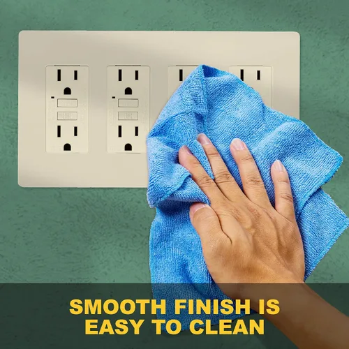 Vista 7 de Faith Placa de pared eléctrica sin tornillos para decoración de 4 segmentos, 4.68 pulgadas de alto x 8.4 pulgadas de largo, se adapta a GFCI